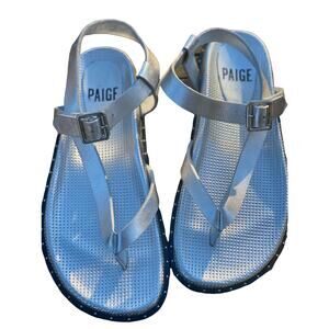 Paige Zuri Silver Leather Sandals Size 5